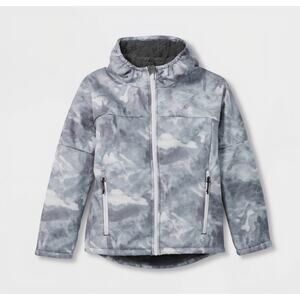 Boys 4/5 Jacket Soft-Shell Gray Camo Hooded Sherpa Water & Wind Resistant NWT
